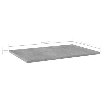 vidaXL Рафтове за етажерка, 8 бр, бетонно сиви, 60x40x1,5 см, ПДЧ