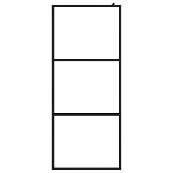 vidaXL Стена за душ с прозрачно ESG стъкло, черна, 90x195 см
