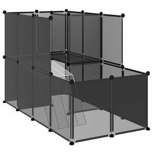 vidaXL Клетка за малки животни, черна, 142x74x93 см, PP и стомана