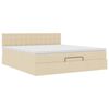 vidaXL Османска легло с матрак и LED, кремаво, 160x200 см, плат