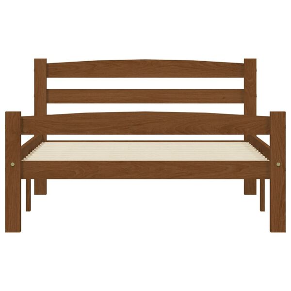 vidaXL Рамка за легло, меденокафява, бор масив, 90x200 см