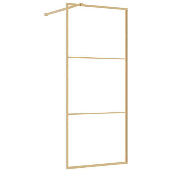 vidaXL Стена за душ с прозрачно ESG стъкло, златиста, 90x195 см
