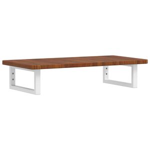 vidaXL Стенен рафт за мивка, стомана и масивно дърво дъб