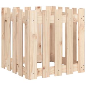 vidaXL Градинска кашпа с дизайн на ограда 50x50x50 см бор масив