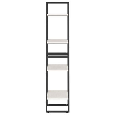 vidaXL 4-етажна библиотека, бяла, 40x30x140 см, борово дърво масив