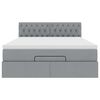 vidaXL Османска легло с матрак и LED, светлосиво, 140x200 см, плат