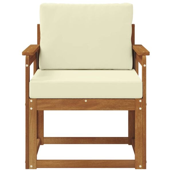 vidaXL Външен диван Солидно акациево дърво и полиестер Естествен