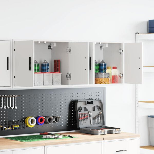 vidaXL гараж стена шкафове, 2 бр, бели, инженерно дърво