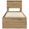 vidaXL Рамка за легло Дъб Артизан 75 x 190 cm Солидно борово дърво