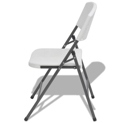 vidaXL Сгъваеми градински столове, 4 бр, стомана и HDPE, бели