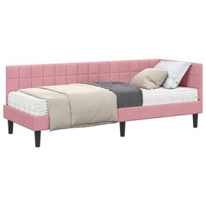 vidaXL Ъглова рамка за легло с матрак 2 бр. Розово 80 x 200 cm Кадифе