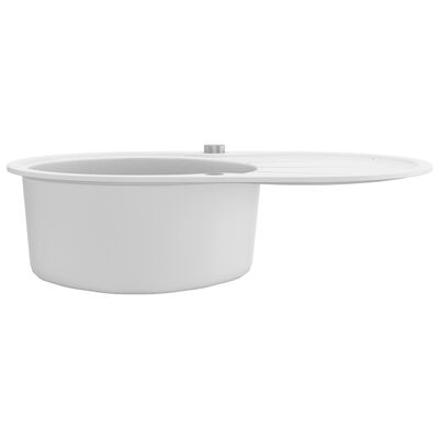 vidaXL Гранитна кухненска мивка с едно корито, овална, бяла