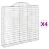 vidaXL Габионни кошници арка 4 бр 200x30x180/200 см поцинковано желязо