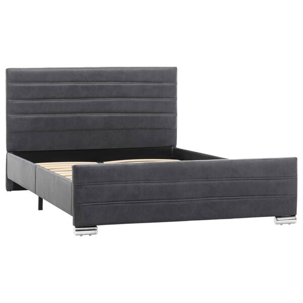 vidaXL Рамка за легло, сива, изкуствен велур, 120x200 см