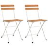 vidaXL Сгъваеми бистро столове, 2 бр, акация масив и стомана