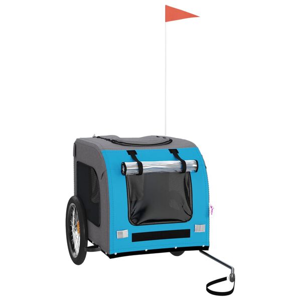 vidaXL Ремарке за колело за любимци син и сив Оксфорд плат и желязо