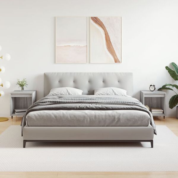 vidaXL Нощни шкафчета 2 бр сив сонома 40x35x50 см инженерно дърво