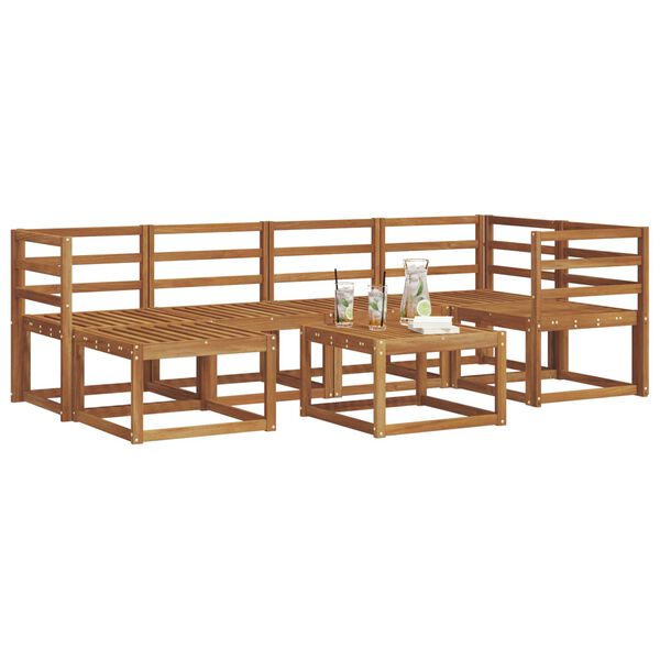 vidaXL Комплект дивани за открито 7 pcs Естествен