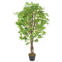 vidaXL Изкуствено растение кленово дърво със саксия, зелено, 120 см