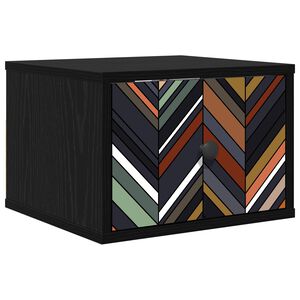 vidaXL Стенен шкаф за нощно шкафче OMMEN Черен дъб 36 x 33 x 25 см