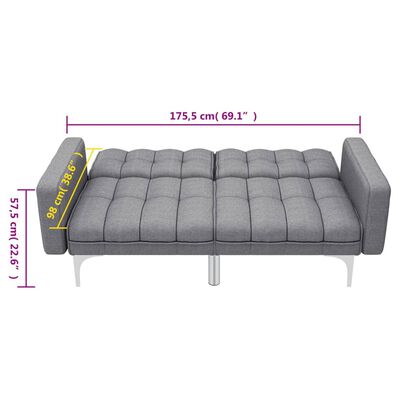 vidaXL Разтегателен диван, светлосив, текстил