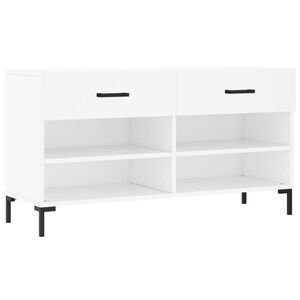vidaXL Пейка за обувки, бяла, 102x35x55 см, инженерно дърво