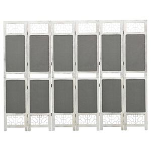 vidaXL Параван за стая, 6 панела, сив, 210x165 cм, текстил