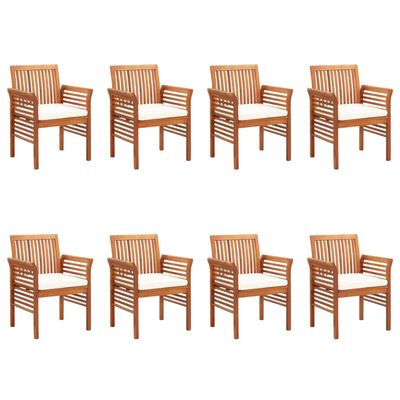 vidaXL Градински трапезни столове с възглавници 8 бр масивна акация