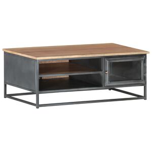 vidaXL Маса за кафе, сива, 90x50x35 см, акациево дърво масив