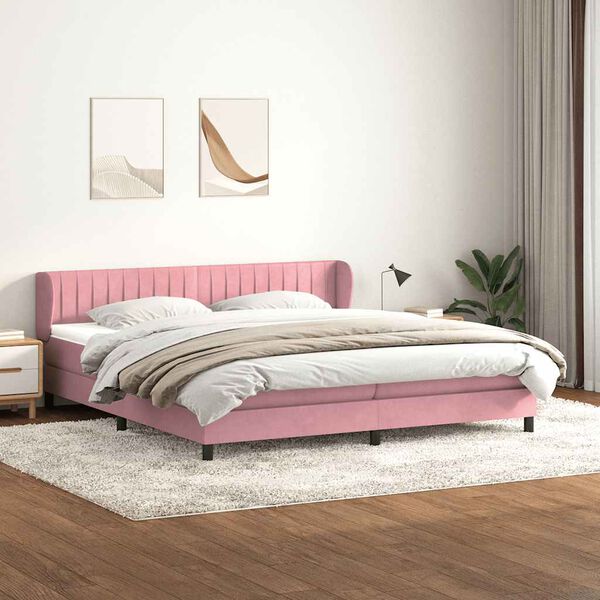 vidaXL Box Spring легло с матраци розово 200x210 cm кадифе