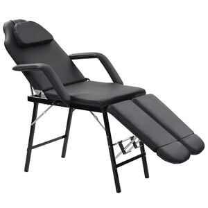 vidaXL Преносим козметичен стол, изкуствена кожа, 185x78x76 см, черен