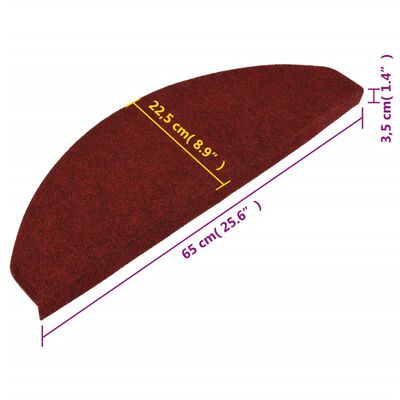 vidaXL Самозалепващи стелки за стъпала, 15 бр, 65x22,5x3,5 см, червени