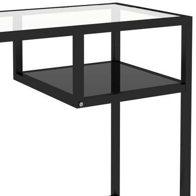 vidaXL Компютърно бюро, черно, 100x36x74 см, стъкло