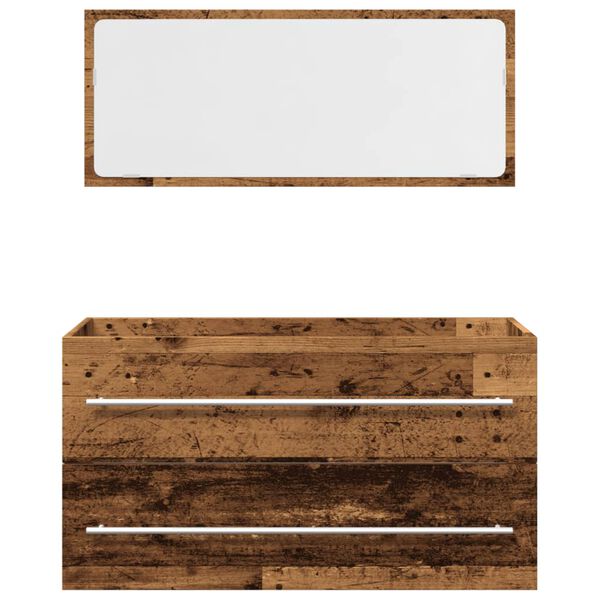 vidaXL Комплект мебели за баня от 2 части старо дърво инженерно дърво