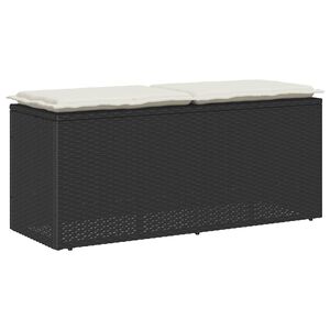 vidaXL Градинска пейка с възглавница, черна, 110x40x44 см, полиратан