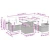 vidaXL Градински комплект с възглавници, 7 части, светлосив полиратан