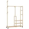 vidaXL Закачалка за дрехи с рафтове и колелца, 100x38x175,5 см, бамбук