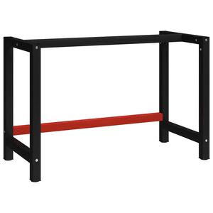 vidaXL Рамка за работна маса, метал, 120x57x79 см, черно и червено