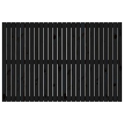 vidaXL Стенна табла за спалня, черна, 166x3x110 см, борово дърво масив