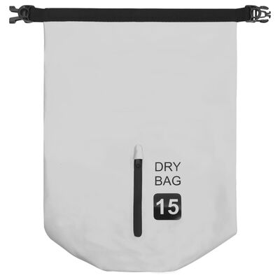 vidaXL Суха торба с цип, сива, 15 л, PVC