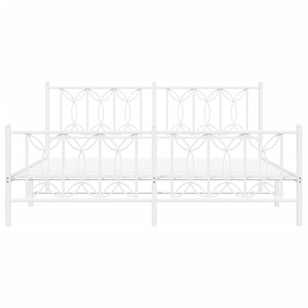 vidaXL Метална рамка за легло с горна и долна табла, бяла, 180x200 см
