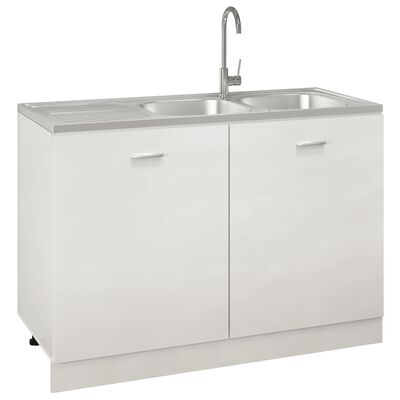 vidaXL Кухненска мивка с две корита, сребриста, 1200x500x155 мм, инокс
