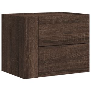 vidaXL Нощно шкафче за стенен монтаж, кафяв дъб, 45x30x35 см