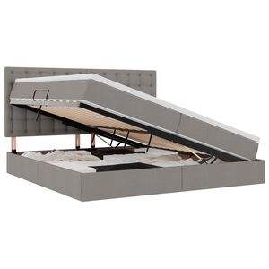 vidaXL Легло с място за съхранение и LED Таупе 200 x 200 cm Полиестер