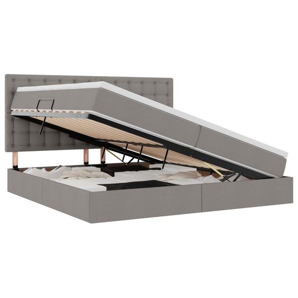 vidaXL Легло с място за съхранение и LED Таупе 200 x 200 cm Полиестер
