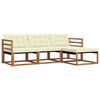 vidaXL Комплект дивани за открито 4 pcs Натурален и Крема