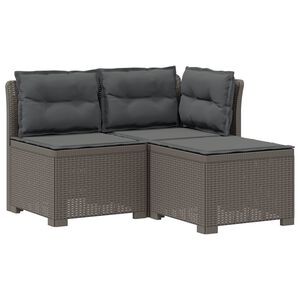 vidaXL Пейка за градина с Cushions във вид на ратан ПП Светлосиво