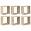 vidaXL Стенни кубични рафтове, 6 бр, дъб сонома, 26x15x26 см