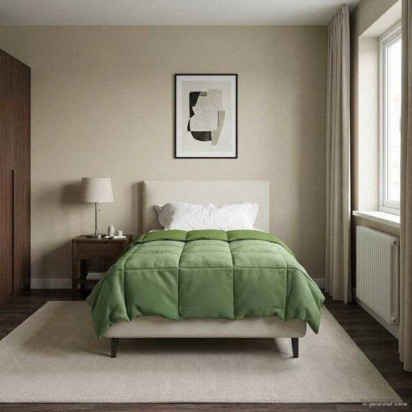 vidaXL Зимен юрган Патичено Зелен 155 x 200 см Микрофибър