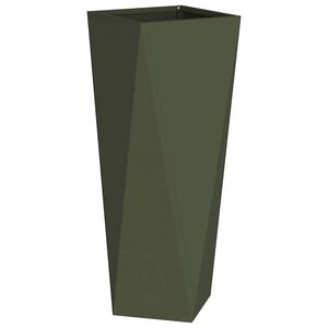 vidaXL Кашпа Маслинено зелено 30 x 30 x 75 см Стомана
